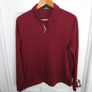 Baobab Perfect Zip Long Sleeve Polo Shirt Pima Cotton Stretch Blend Red Size LG